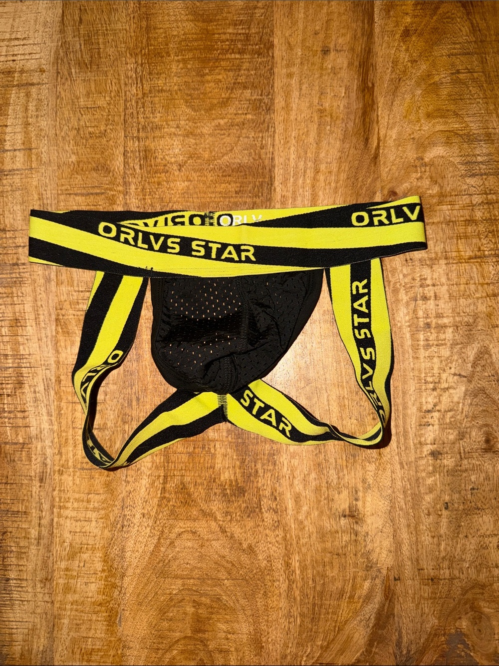 Men's Black & Neon Yellow Athletic Brief Jock
